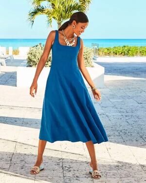 Lilly Pulitzer Calina Blue Linen Midi Dress
